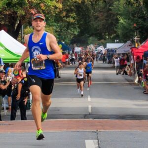 Dan Jacobs running a marathon in Downtown Frederick